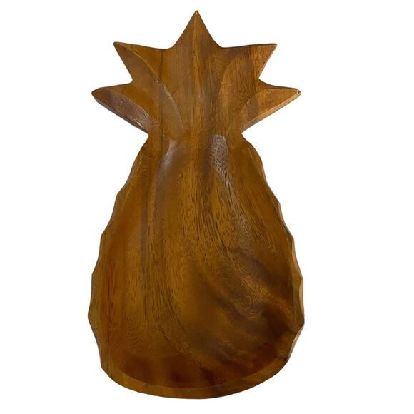 Set of 2 Carved Wooden Pineapple Shaped Bowls Made in Philippines MCM Vintage - Picture 4 of 15